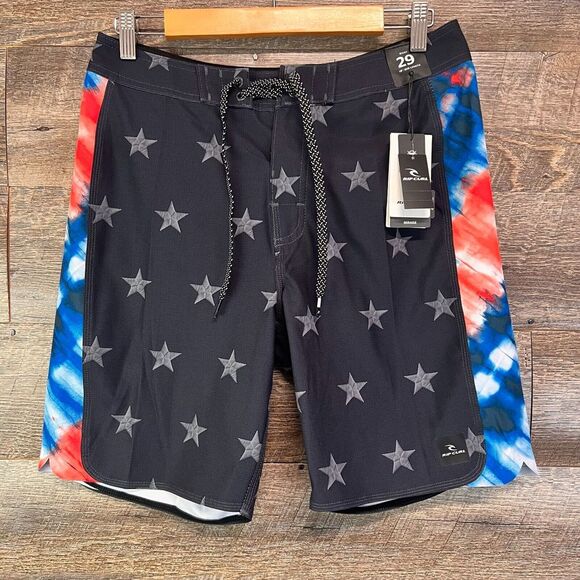 Men's Rip Curl Mirage Freebird Mid Length Patriotic Flag Boardshorts Size 29 NWT - Picture 4 of 14